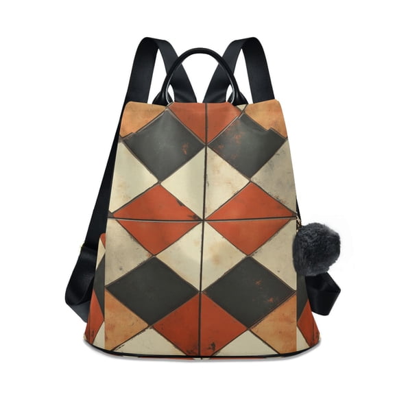 FORMRS Women's Travel Backpack Purse Anti-Theft Hidden Pockets Casual Shoulder Bag, Checkered Pattern