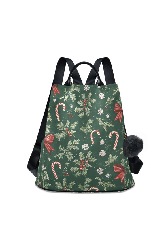 Women's Travel Backpack Purse Anti-Theft Hidden Pockets Casual Shoulder Bag, Christmas Candy Cane