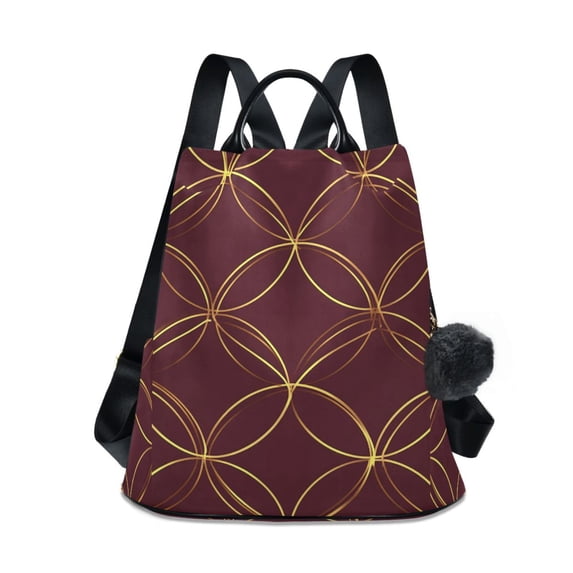 FORMRS Women's Travel Backpack Purse Anti-Theft Hidden Pockets Casual Shoulder Bag, Circular Gold Pattern