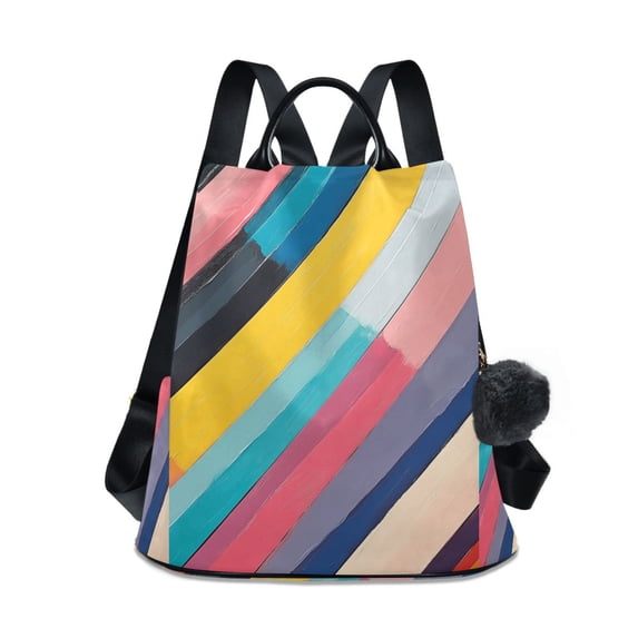 FORMRS Women's Travel Backpack Purse Anti-Theft Hidden Pockets Casual Shoulder Bag, Color Striped