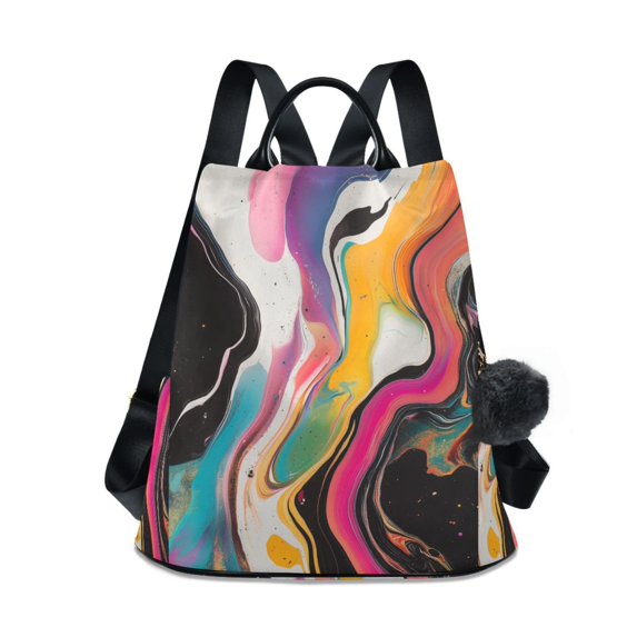 FORMRS Women's Travel Backpack Purse Anti-Theft Hidden Pockets Casual Shoulder Bag, Colorful Black