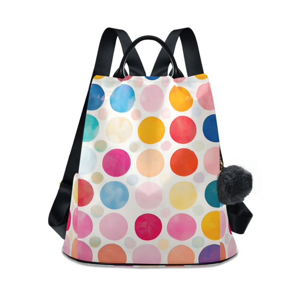 FORMRS Women's Travel Backpack Purse Anti-Theft Hidden Pockets Casual Shoulder Bag, Colorful Circles