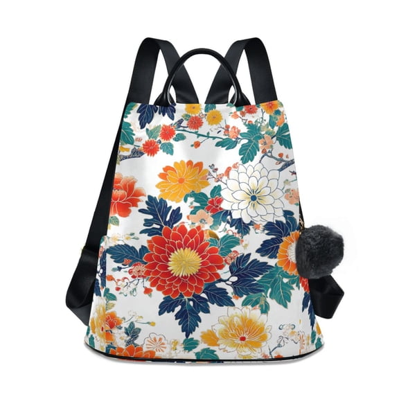 FORMRS Women's Travel Backpack Purse Anti-Theft Hidden Pockets Casual Shoulder Bag, Colorful Flowers Pattern