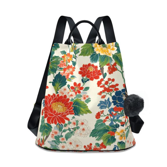 FORMRS Women's Travel Backpack Purse Anti-theft Hidden Pockets Casual Shoulder Bag, Colorful Flowers Pattern