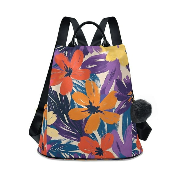 FORMRS Women's Travel Backpack Purse Anti-theft Hidden Pockets Casual Shoulder Bag, Colorful Painted Flowers Pattern