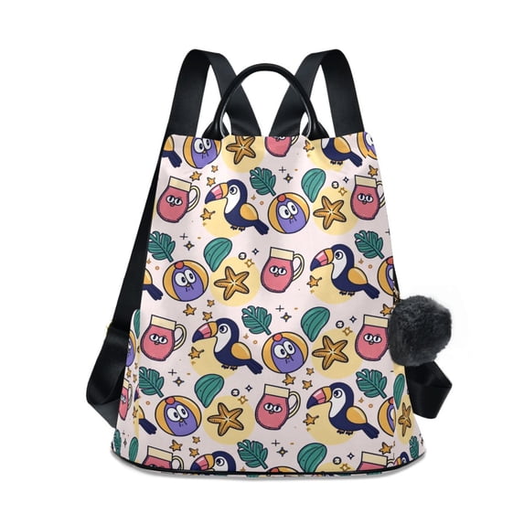 FORMRS Women's Travel Backpack Purse Anti-Theft Hidden Pockets Casual Shoulder Bag, Cute Cartoon Pattern