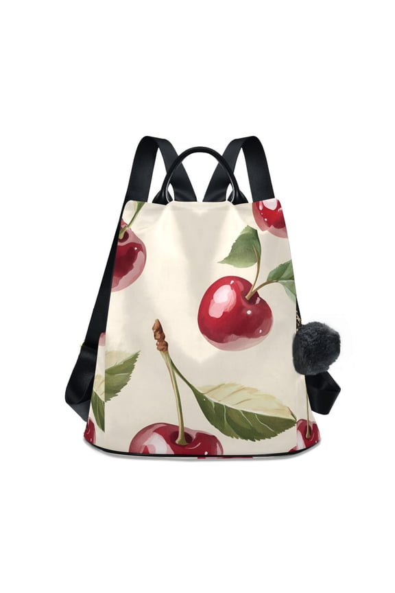 Women's Travel Backpack Purse Anti-theft Hidden Pockets Casual Shoulder Bag, Cute Cherry