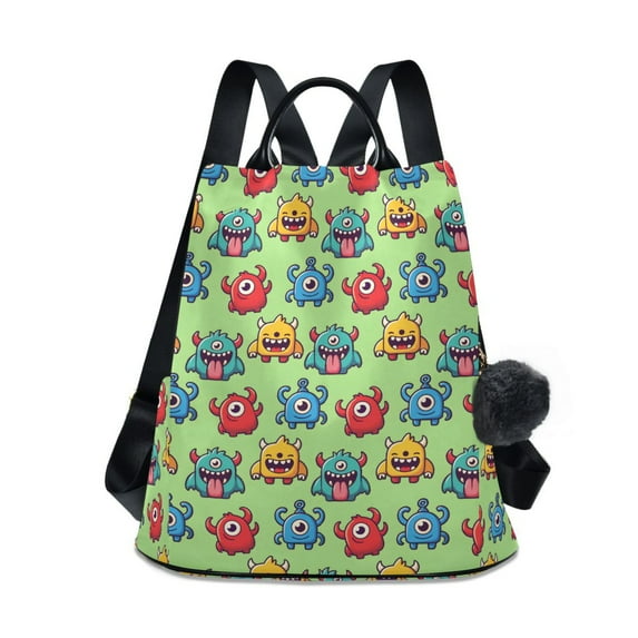 FORMRS Women's Travel Backpack Purse Anti-theft Hidden Pockets Casual Shoulder Bag, Cute Monsters Pattern