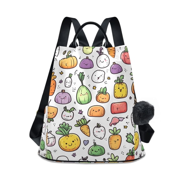 FORMRS Women's Travel Backpack Purse Anti-Theft Hidden Pockets Casual Shoulder Bag, Cute Vegetables