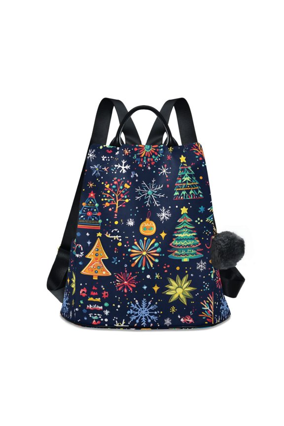 Women's Travel Backpack Purse Anti-theft Hidden Pockets Casual Shoulder Bag, Dark Blue Christmas