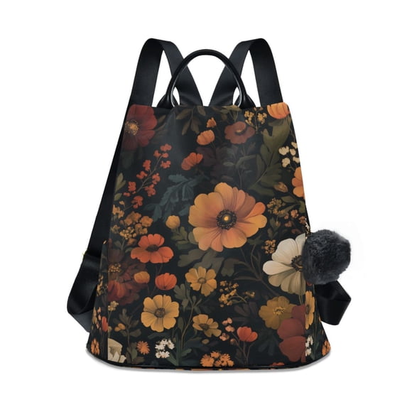 FORMRS Women's Travel Backpack Purse Anti-Theft Hidden Pockets Casual Shoulder Bag, Dark Floral Pattern