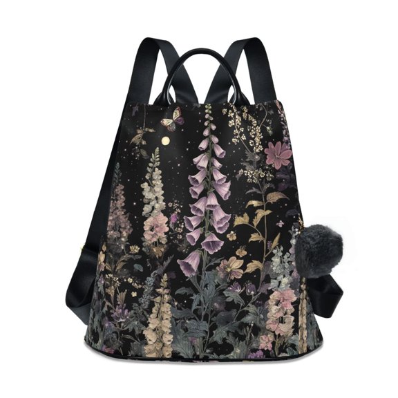FORMRS Women's Travel Backpack Purse Anti-theft Hidden Pockets Casual Shoulder Bag, Dark Flowers Pattern