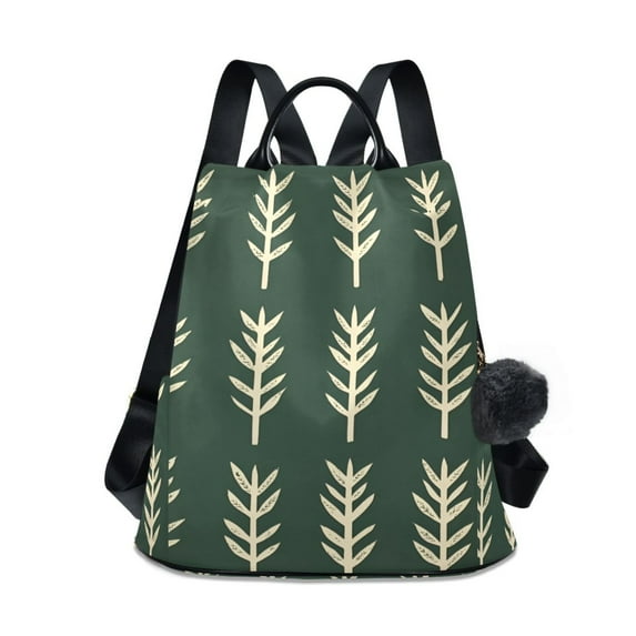 FORMRS Women's Travel Backpack Purse Anti-theft Hidden Pockets Casual Shoulder Bag, Dark Green Leaves