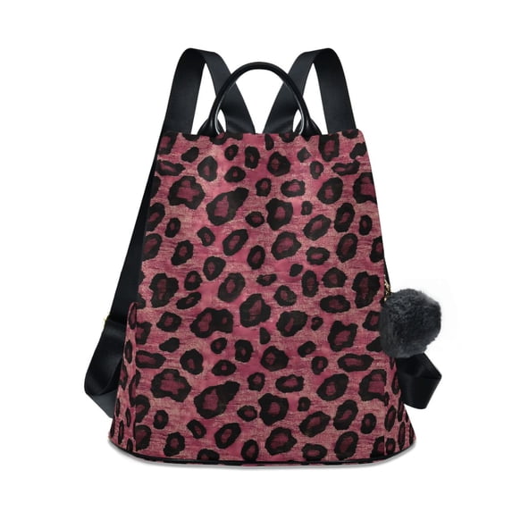 FORMRS Women's Travel Backpack Purse Anti-Theft Hidden Pockets Casual Shoulder Bag, Deep Red Leopard Pattern