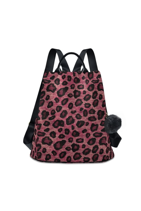 Women's Travel Backpack Purse Anti-Theft Hidden Pockets Casual Shoulder Bag, Deep Red Leopard Pattern