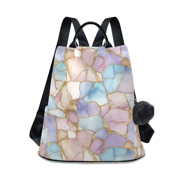 FORMRS Women's Travel Backpack Purse Anti-Theft Hidden Pockets Casual Shoulder Bag, Elegant Marble Pattern