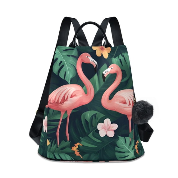 FORMRS Women's Travel Backpack Purse Anti-Theft Hidden Pockets Casual Shoulder Bag, Flamingo Leaves Pattern