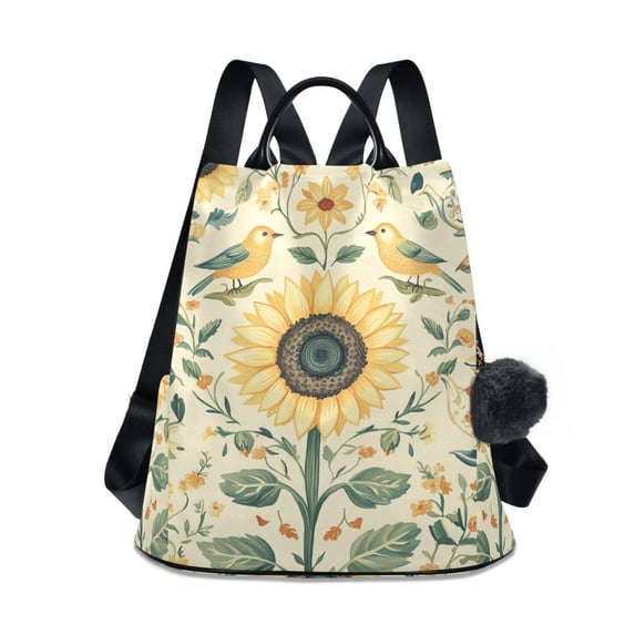 FORMRS Women's Travel Backpack Purse Anti-Theft Hidden Pockets Casual Shoulder Bag, Floral Birds Pattern