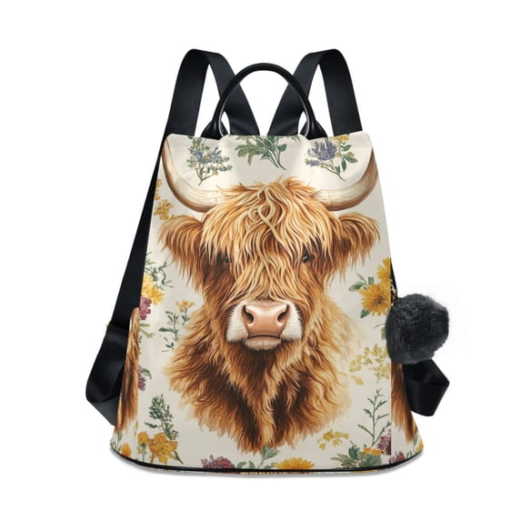 FORMRS Women's Travel Backpack Purse Anti-Theft Hidden Pockets Casual Shoulder Bag, Floral Cow