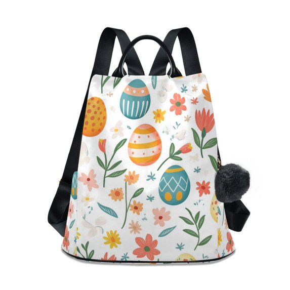 FORMRS Women's Travel Backpack Purse Anti-Theft Hidden Pockets Casual Shoulder Bag, Floral Easter Eggs
