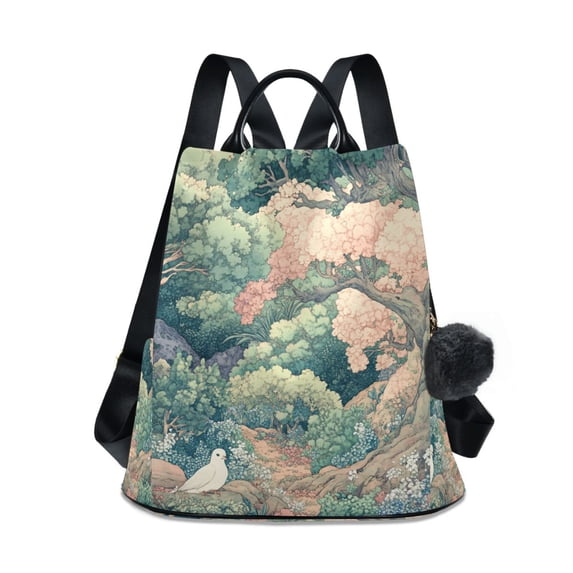 FORMRS Women's Travel Backpack Purse Anti-Theft Hidden Pockets Casual Shoulder Bag, Floral Forest Pattern
