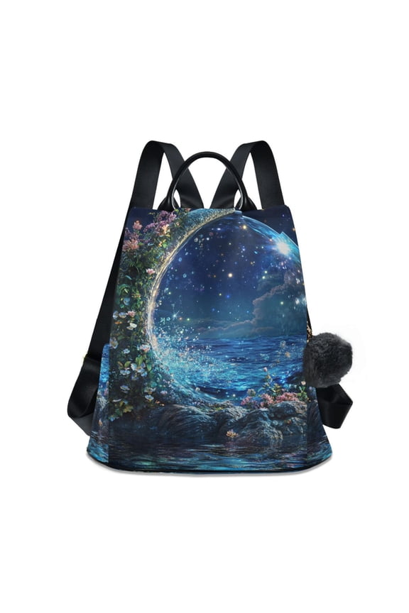 Women's Travel Backpack Purse Anti-theft Hidden Pockets Casual Shoulder Bag, Floral Occean