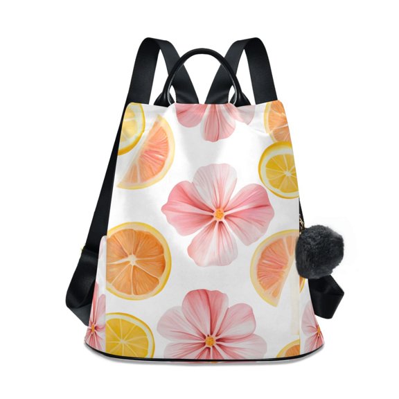FORMRS Women's Travel Backpack Purse Anti-Theft Hidden Pockets Casual Shoulder Bag, Floral Orange