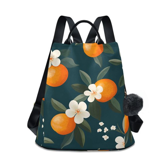 FORMRS Women's Travel Backpack Purse Anti-Theft Hidden Pockets Casual Shoulder Bag, Floral Oranges