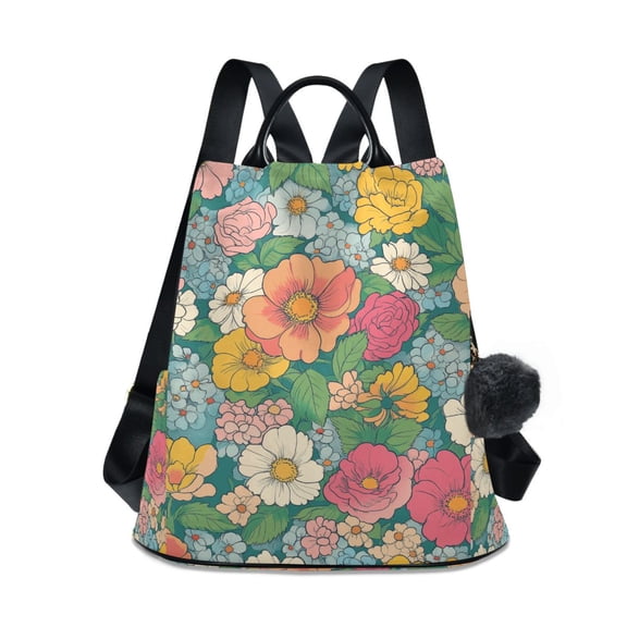 FORMRS Women's Travel Backpack Purse Anti-Theft Hidden Pockets Casual Shoulder Bag, Floral Pattern