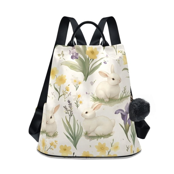 FORMRS Women's Travel Backpack Purse Anti-Theft Hidden Pockets Casual Shoulder Bag, Floral Rabbit