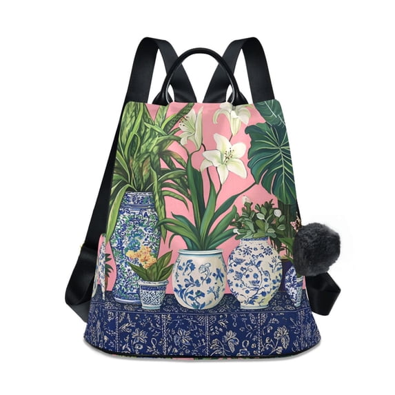 FORMRS Women's Travel Backpack Purse Anti-Theft Hidden Pockets Casual Shoulder Bag, Floral Vase