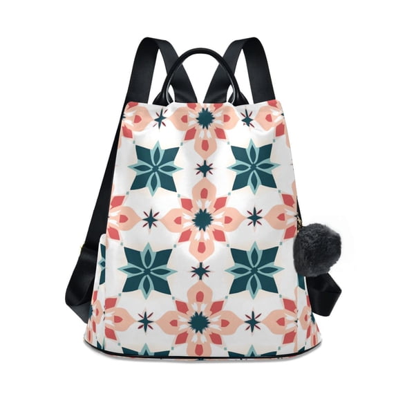 FORMRS Women's Travel Backpack Purse Anti-Theft Hidden Pockets Casual Shoulder Bag, Flowers Geometric Pattern