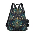 thumbnail image 1 of FORMRS Women's Travel Backpack Purse Anti-Theft Hidden Pockets Casual Shoulder Bag, Gold Peacock Pattern, 1 of 7