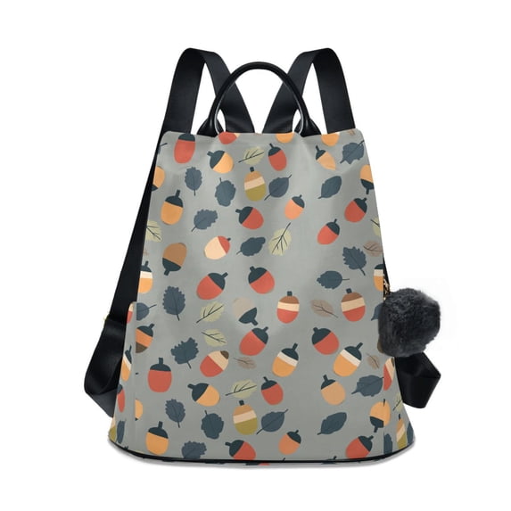 FORMRS Women's Travel Backpack Purse Anti-Theft Hidden Pockets Casual Shoulder Bag, Gray Acorns Pattern