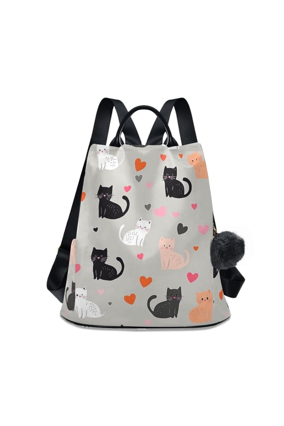 Women's Travel Backpack Purse Anti-theft Hidden Pockets Casual Shoulder Bag, Gray Cartoon Pattern