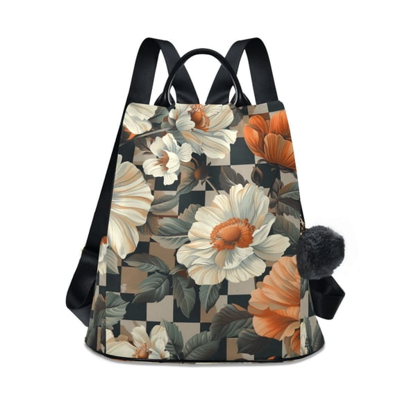 FORMRS Women's Travel Backpack Purse Anti-Theft Hidden Pockets Casual Shoulder Bag, Gray Floral Pattern
