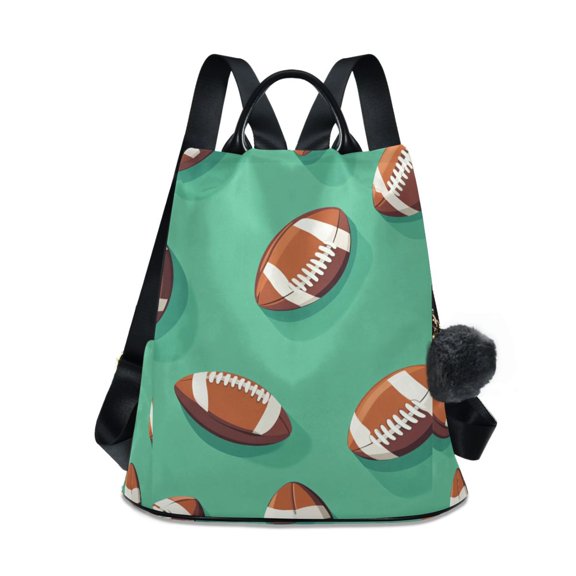 FORMRS Women's Travel Backpack Purse Anti-Theft Hidden Pockets Casual Shoulder Bag, Green American Footballs