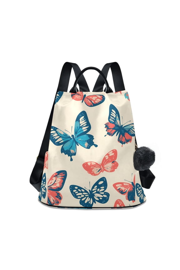 Women's Travel Backpack Purse Anti-theft Hidden Pockets Casual Shoulder Bag, Green Butterflies