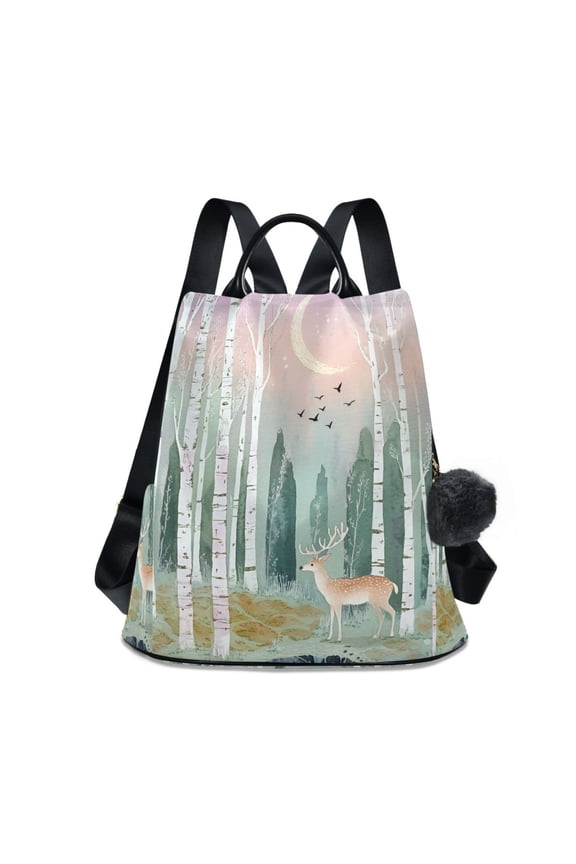 Women's Travel Backpack Purse Anti-theft Hidden Pockets Casual Shoulder Bag, Green Deer