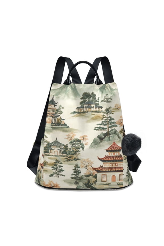 Women's Travel Backpack Purse Anti-Theft Hidden Pockets Casual Shoulder Bag, Green Mountain Pattern
