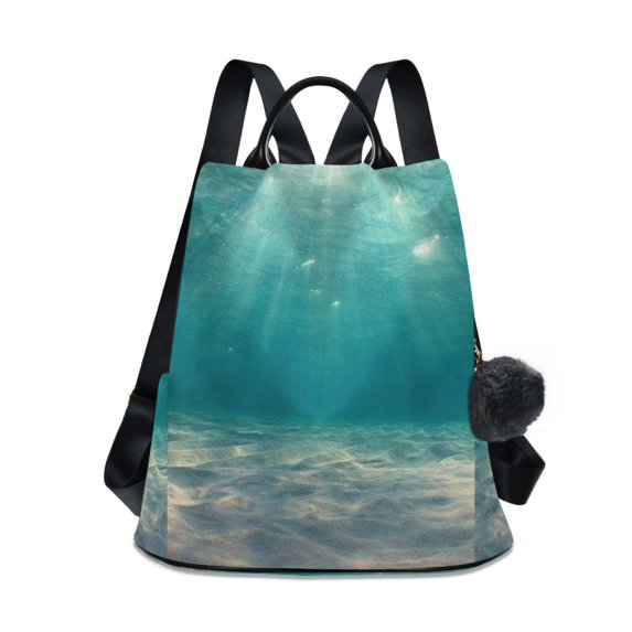FORMRS Women's Travel Backpack Purse Anti-Theft Hidden Pockets Casual Shoulder Bag, Green Ocean Pattern