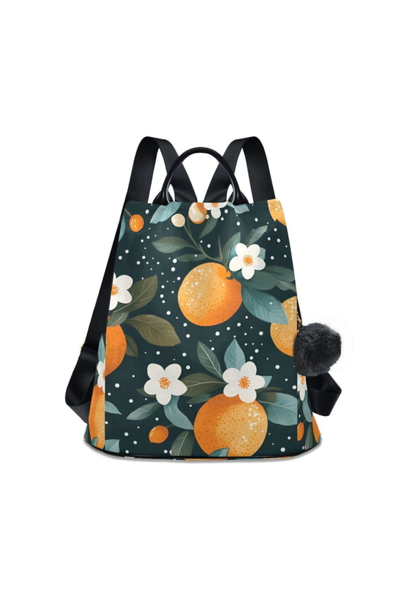 Women's Travel Backpack Purse Anti-theft Hidden Pockets Casual Shoulder Bag, Green Oranges