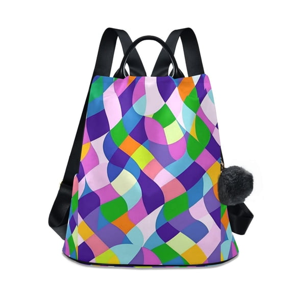 FORMRS Women's Travel Backpack Purse Anti-theft Hidden Pockets Casual Shoulder Bag, Green Wavy Plaid