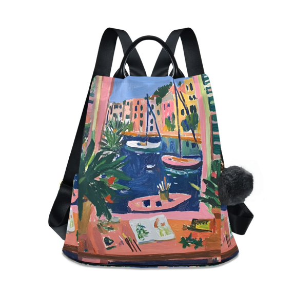 FORMRS Women's Travel Backpack Purse Anti-Theft Hidden Pockets Casual Shoulder Bag, Green Window