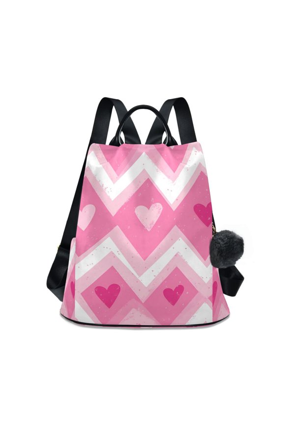 Women's Travel Backpack Purse Anti-theft Hidden Pockets Casual Shoulder Bag, Heart Geometric