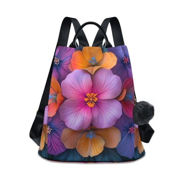 FORMRS Women's Travel Backpack Purse Anti-Theft Hidden Pockets Casual Shoulder Bag, Large Purple Flowers