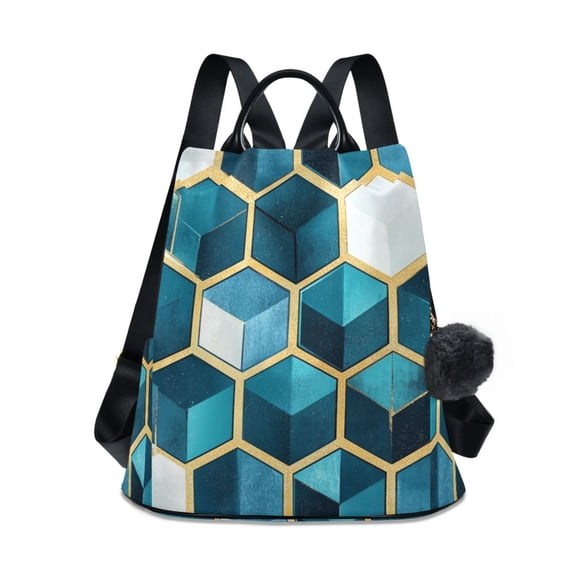 FORMRS Women's Travel Backpack Purse Anti-Theft Hidden Pockets Casual Shoulder Bag, Light Blue Geometric Pattern