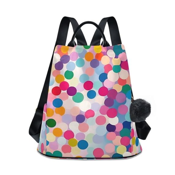 FORMRS Women's Travel Backpack Purse Anti-theft Hidden Pockets Casual Shoulder Bag, Light Colorful Circles