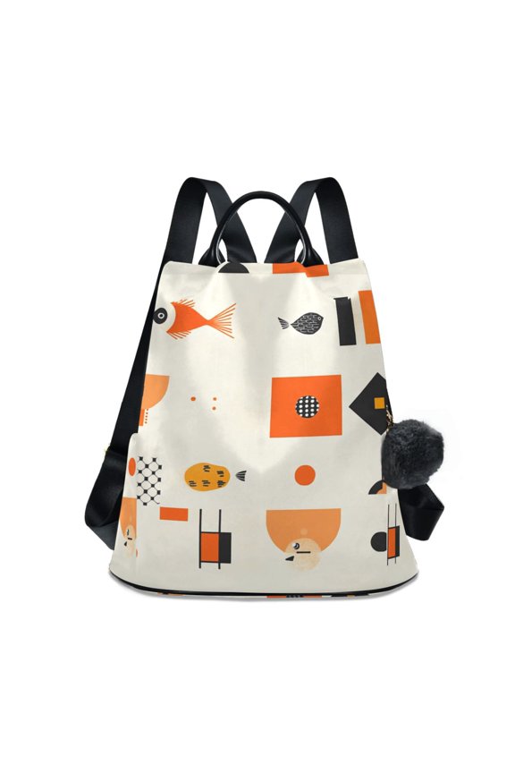 Women's Travel Backpack Purse Anti-theft Hidden Pockets Casual Shoulder Bag, Minimalist Geometric Pattern