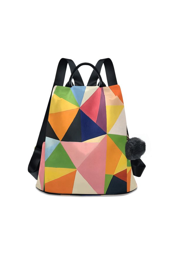 Women's Travel Backpack Purse Anti-theft Hidden Pockets Casual Shoulder Bag, Minimalist Triangles